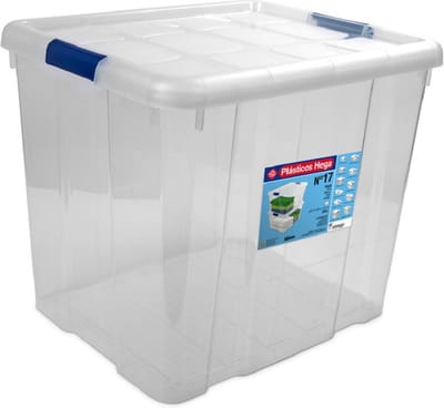 Hega Hogar Opbergbox - met deksel - 42 x 35 x 35 cm - 35 Liter - Opbergbakken - Transparant
