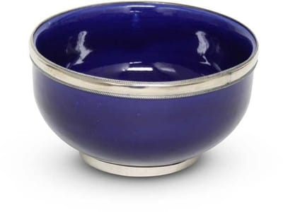 Safaary - Kom Donkerblauw met Metaalring Ø 13 x 8cm