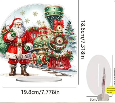 Kerst painting op Standaard- kerstman met trein -kerstversiering Diamond paintingset kerstmis -