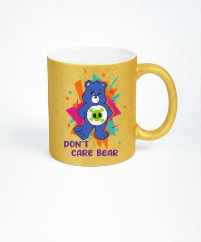 Don't Care Bear Glitter Mok - Unieke Keramische Koffiemok