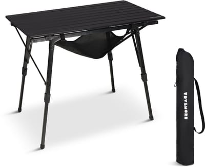 TRVLMORE Campingtafel Verstelbaar - 90x52x71cm - Inklapbare Tafel met Aluminium Frame - Lichtgewicht - Kampeertafel - Klaptafel - Zwart