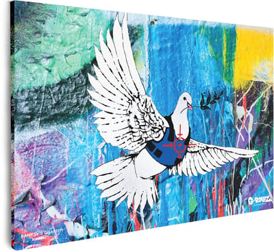 Banksy Graffiti - Canvas Schilderij 67.5X48cm - Schilderijen Woonkamer