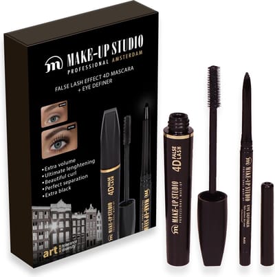 Make-up Studio Geschenkset - Mascara 4D False Lash zwart + eyeliner Zwart