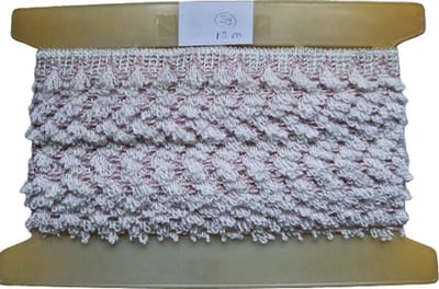 Band/Kant op spoel - 13 meter - Wit - Roze