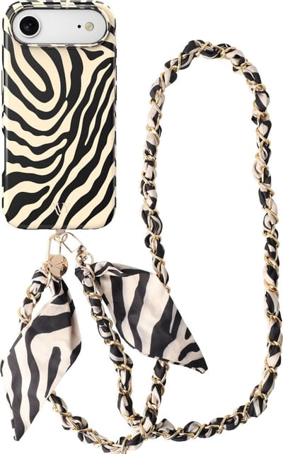AVY Hoesje Met Telefoonkoord | Geschikt voor Apple iPhone Air | Compatibel met MagSafe & Qi2 | Hard Shell Back Cover | Stijlvol Bijpassend Koord Crossbody (120CM) | Serengeti Zebra