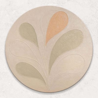YS Schilderij "Zachte patronen" - Handgeschilderd canvas schilderij - Wanddecoratie Moderne kunst - Neutraal - Geometrisch - Muurdecoratie woonkamer - Slaapkamer decoratie - Kamer accessoires - Schilderij modern met lijnen Round 60