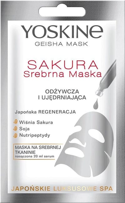 Yoskine Geisha Mask Sakura zilverweefsel voedend en verstevigend masker, 20ml