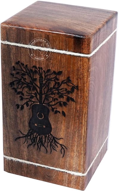 Houten urnen voor menselijke as volwassen groot - palissander crematie-urn voor as -begrafenis urn voor Columbarium - Begrafenis Urn Box (250 lbs - Hardhout, Gitaar Levensboom -1)