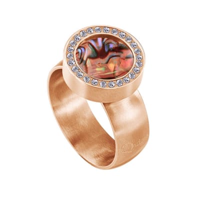 Quiges RVS Schroefsysteem Ring met Zirkonia Rosékleurig Mat 16mm met Verwisselbare Parelmoer Rood Schelp 12mm Mini Munt