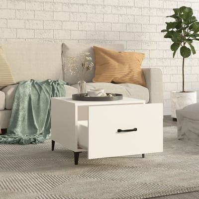 vidaXL - Salontafel - 2 - st - met - metalen - poten - 50x50x40 - cm - wit