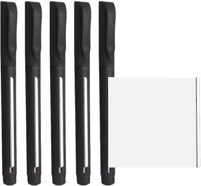Dailygoods - 5 Stuks Zwarte Balpen met Spiekbriefje - Voor Studenten en Kantoor