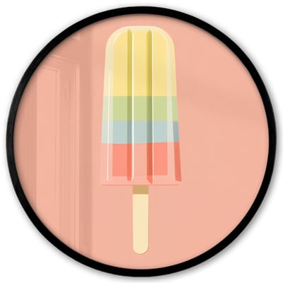 Poster in lijst Rond - Fotolijst 40x40 cm - Posters - Waterijsje - Pasteltinten - Minimalistisch - Ronde posterlijst zwart - Decoratie - Wanddecoratie woonkamer - Muurdecoratie slaapkamer