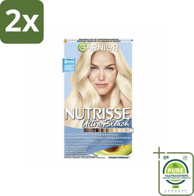 Garnier - Nutrisse Ultra BLonde D+++ - Ontkleuring - Ultra Puur Blond - Super Oplichtend - Permanente Kleur - Voordeelverpakking - 2 stuks - Ultra Blonde - Haar Ontkleuring