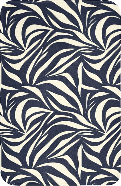 WC mat 40x60 cm - Antislip - Bladvormen - Blauw - Patroon - Wit - Toiletmat - Vloermat - Douchemat - Toilet tapijt - Toiletmatten