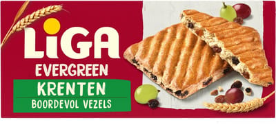 LiGA EverGreen Koekjes Krenten - Doos 12 x 225g - Koek - Koeken voor Onderweg of Werk en Kantoor