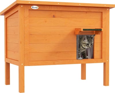 PawHut Kattenhuis geisoleerd voor buiten - Kattenhuis voor de tuin - Kattenhok - Katten iglo - Hout - Oranje