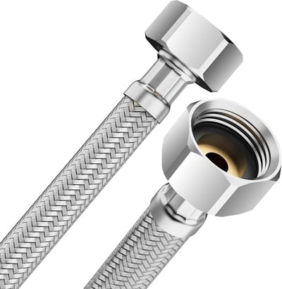 slang, 3/8 inch, dubbelzijdig, 30 cm pantserslang, armatuur, verbindingsslang, flexibele slang voor kraan, hoekventiel, wastafel, keukenkraan, badkamer, toilet, gootsteen