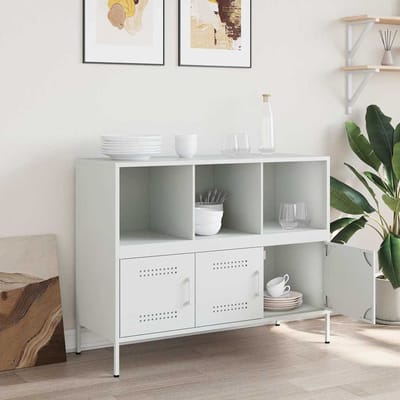 vidaXL - Dressoir - 100,5x39x79 - cm - staal - wit
