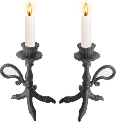 Set van 2 Zwarte Kandelaars met Klauwvoet voor Sfeervolle Verlichting