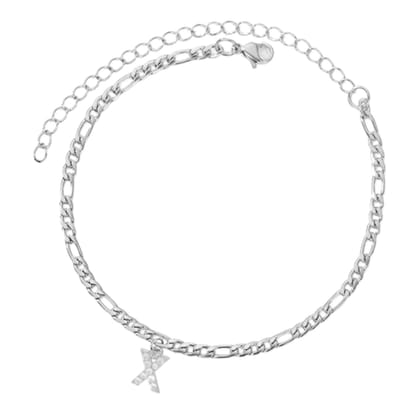 Enkelbandje - Enkelbandjes Dames - Enkelbandje Zilver - Initials - Zilverkleurig - Letter X