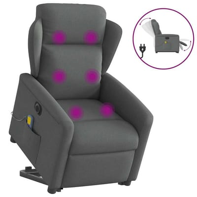 vidaXL - Sta-op-massagestoel - elektrisch - verstelbaar - stof - donkergrijs