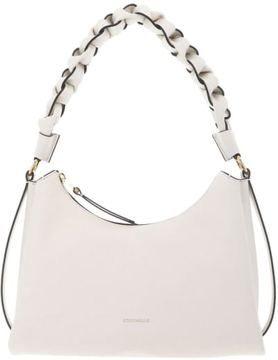 COCCINELLE Leren schoudertas Boheme Grana Double Shoulder Bag Pearl / Cognac crème