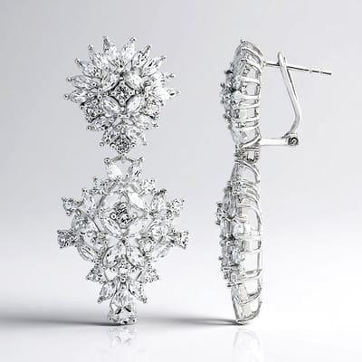 Cavill - Zilveren Oorbellen - 925 Sterling Zilver Rhodium - Witte Topaas Peervorm & Marquise 8,334 Ct - Klapsluiting - Elegante Edelsteen Sieraden