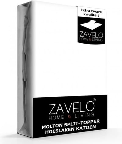 Zavelo Molton Split-Topper Hoeslaken - Lits-jumeaux 200x220 cm - 100% Katoen - 10cm Hoekhoogte - Wasbaar tot 60 graden - Rondom Elastisch