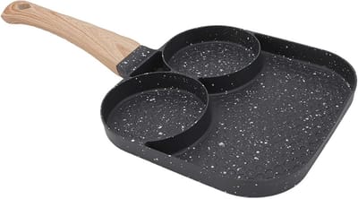Gedeelde Ontbijtpan - Omelet Pan - Gezond Koken - 3-in-1 Ontwerp - 35x18x2 cm - Zwart