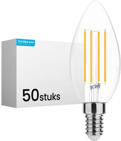 Modee E14 LED Lamp 7W - 806lm - 2700K - Warm Wit - LED Filament Kaarslamp B35 - Vervangt 115W Halogeen Gloeilamp - 50 stuks
