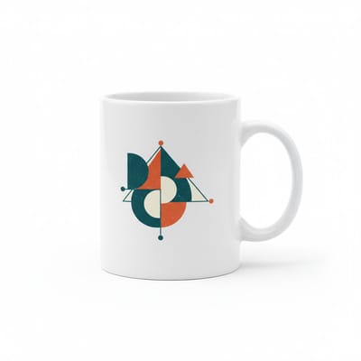 Abstracte Geometrische Kunst Mok – Modern Minimalistisch Design – Witte Keramische Koffiemok 330 ml