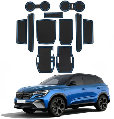 Dailygoods - Antislipmatten, compatibel met Renault Austral E-Tech Hybrid 2022-2024, Renault Austral, rubberen matten voor middenconsole, bekerhouder, deurnaden, armleuningen (blauw)