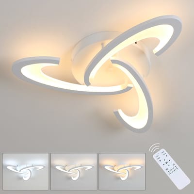 Moderne dimbare LED-plafondlamp, 30W met afstandsbediening, 3000K-6500K, 3 koppen acryl, LED-plafondlamp voor slaapkamer, woonkamer, entree