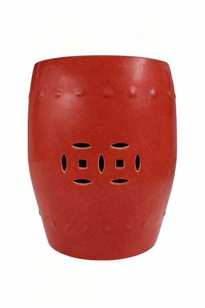 Keramische kruk - Warm rood - Bijzettafel