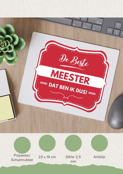 Akyol - de beste meester, dat ben ik dus Muismat - Meester - iemand die een meester is - beste ooit - werk - collega - school - verjaardagscadeau - kado - gift - geschenk - afscheidscadeau - welkomscadeau - verrassing - 23 bij 19 cm