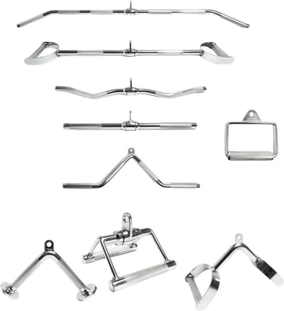 AJ-Sports Pulley accessoire set - 9 Grips - Multi Grip Attachment Set - Trainingsgrepen set - Roeigrepen - Lat pulley - Lat pulldown - Lat Booster Handles -Bodybuilding - Fitness reep – kabelstation - krachtstation – Fitness - Krachttraining