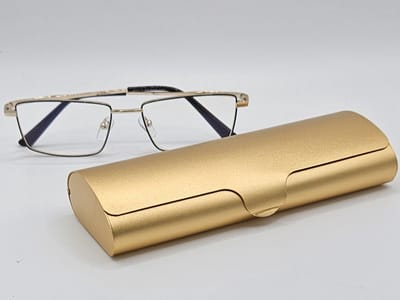 Aluminium gouden brillenkoker, harde slijtvaste praktische brillendoos van hoge kwaliteit / gouden metalen koker / brillenkoker / geweldig cadeau / boîte / Aland optiek / hard case / harde hoes van metaal / brillenetui / doos / etui