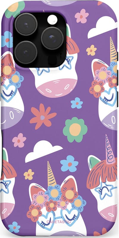 Casetastic hoesje geschikt voor Apple iPhone 16 Pro - MagSafe - Dubbellaagse bescherming - Eenhoorn Magie - Fashion Case - Lavendel Wit Lichtroze