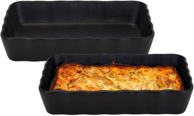 Cosy & Trendy Ovenschaal - 2x - zwart - 1,5 L - 21 x 14 cm - aardewerk - serveersch - Klassieke braadsledes