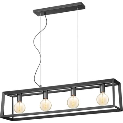 Home Sweet Home - Moderne Hanglamp Dito vierkant - 4 lichts hanglamp gemaakt van Metaal - Zwart - 100/18/124cm - Pendellamp geschikt voor