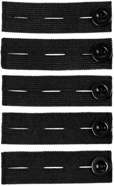 Dailygoods- Broekverlenging 5 Stuks - Verstelbare Taillebandverlenging - Knoopverbreder - Zwangere Broek - Elastische Stof - 95 x 25 mm - Tailleverlenging