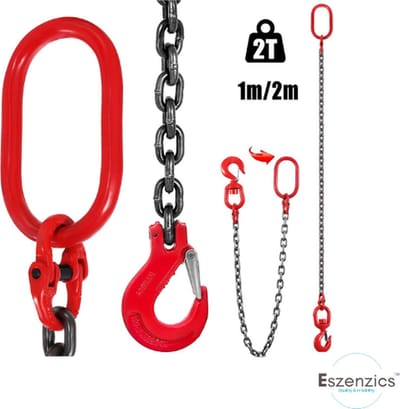 Eszenzics™ Hijsketting - 2 meter - max. gewicht 2 ton - 8 mm gelegeerd staal - Schakelketting - Met Haak
