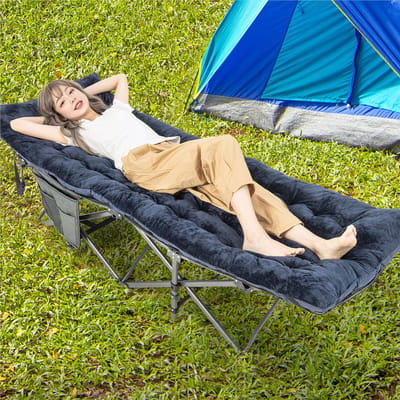 Opvouwbaar campingbed ligstoel verstelbaar veldbed zonnebed comfortabel met draagtas outdoor gebruik