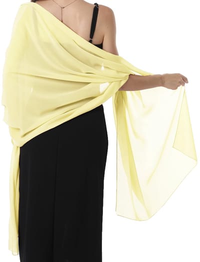 Chiffon Sjaal voor Avondjurk - Elegante Bruiloft Stola voor Bruid en Gast - Lichtgewicht Dames Sjaal voor Reis en Zonbescherming - Stijlvolle Accessoire voor Feest - Geel