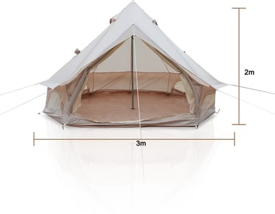 HAUSS SPOLE Tent – 300 x 300 x 200 cm – Waterdicht En Scheurvast Polyester – Beige – Voor 3-4 Personen Kamperen Met Kachelopening