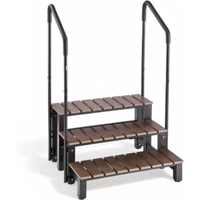 VEVOR Hot Tub Trap met Leuningen, 3 Treden, 82 cm Breed, Geschikt voor Bovengrondse/Opblaasbare Zwembaden, Campers, Terrassen en Veranda's, Antislip Stalen Treden met HIPS-Frame