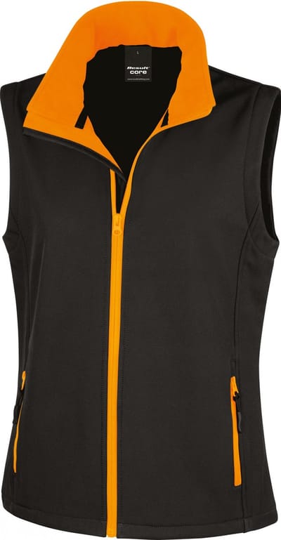 Result Women´s Printable Soft Shell Bodywarmer RT232F - Black/Orange - XXL