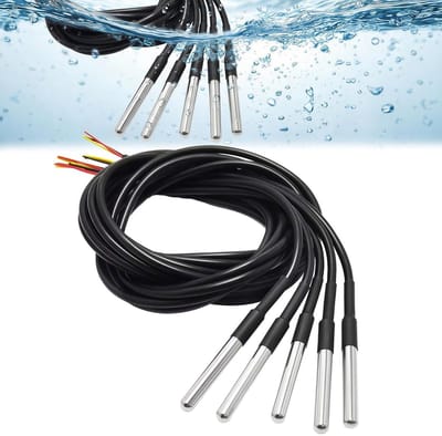 Digitale Temperatuur Sensor Probe - 5 Stuks RVS Kabel van 5m, Waterdicht en Temperatuurbereik -55℃ tot +125℃