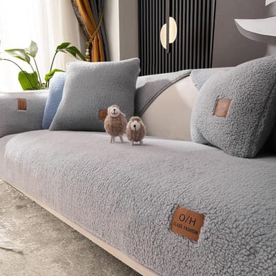 Verdikte Wol Fluwelen Bankhoes Winter Warme Woonkamerbank Rugleuning Armleuning Kussen Zacht Antislip Stofdicht Decoratieve Hoes 70x70cm 1pcs grijs