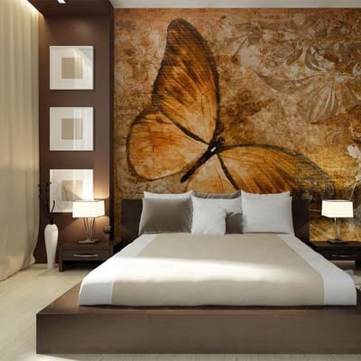 Fotobehang – Behangpapier - Fotobehang - butterfly (sepia) 200x154 - Artgeist